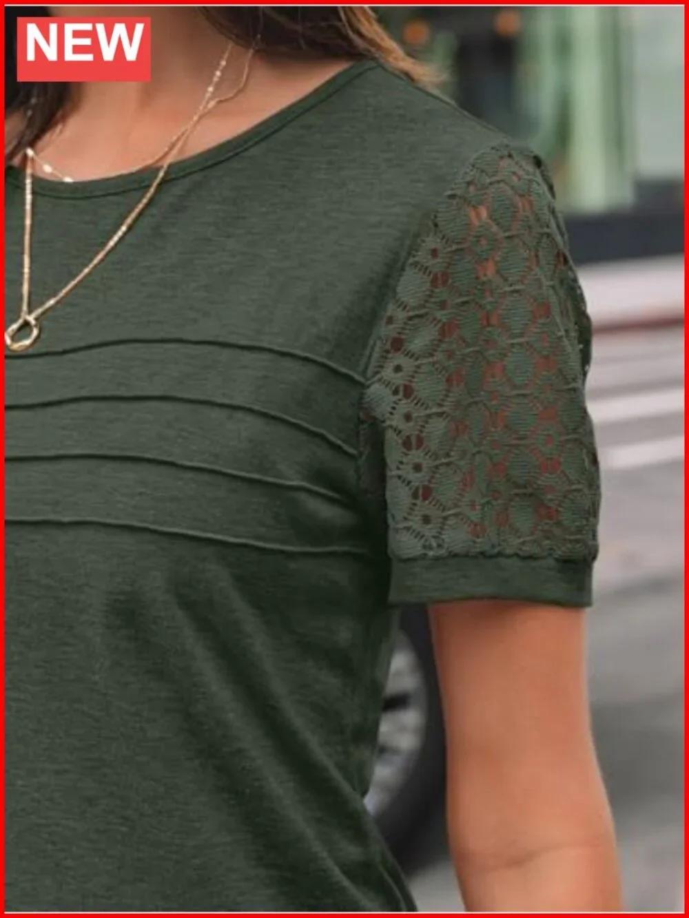 Women's Dressy Lace Short Sleeve T-Shirt Blouse Business Casual Top - Picture 4 of 6